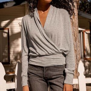 Lulus Forecasting Fashion Grey Surplice Sweater Top - Size M
